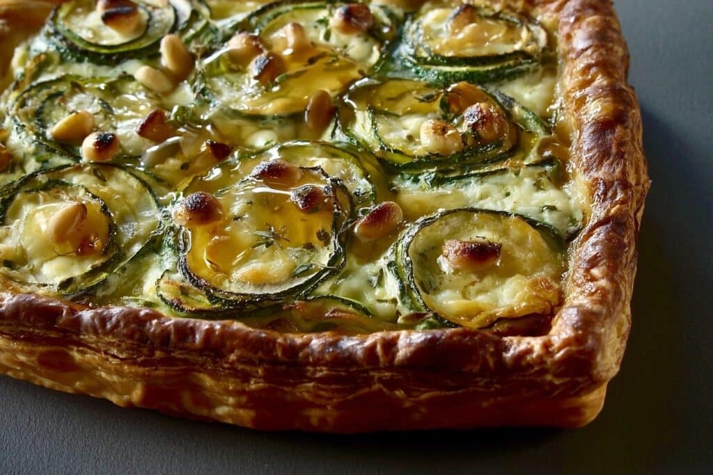 L'irrésistible tarte courgette, chèvre frais et miel : recette facile qui sent bon le soleil