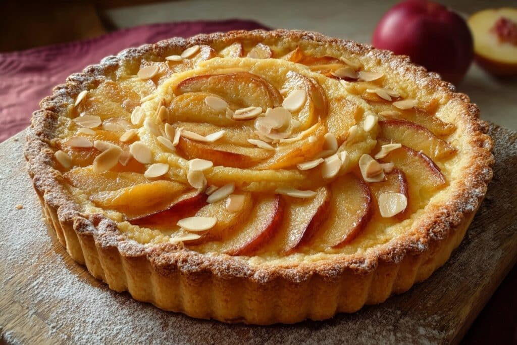 tarte aux pêches blanches