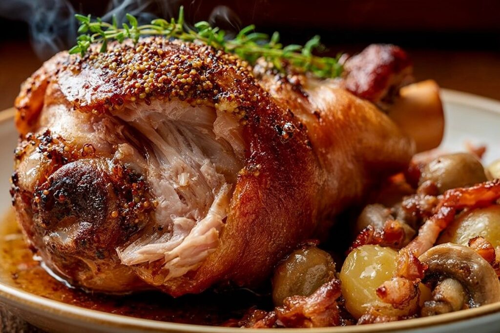 Jarret de porc en cocotte : mon secret pour une viande fondante à souhait !
